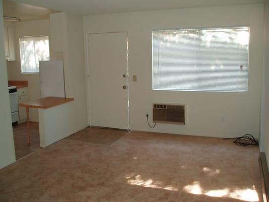 Nice size living area with air conditioner and heater