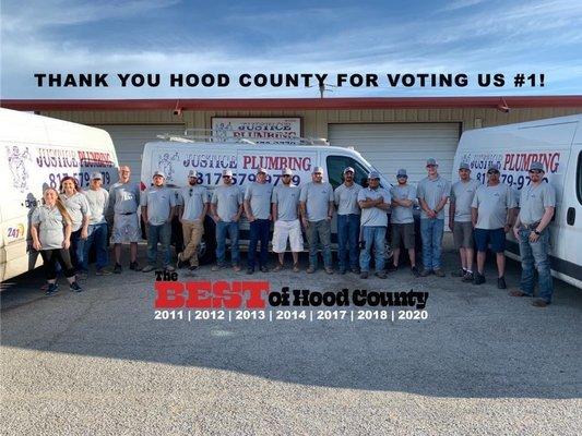 Voted 2020 #1 Plumber in Hood County