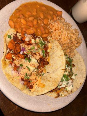 Al pastor and carnitas tacos