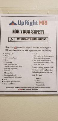 Safety procedures before your MRi