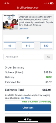 $0 shipping charge without coupon