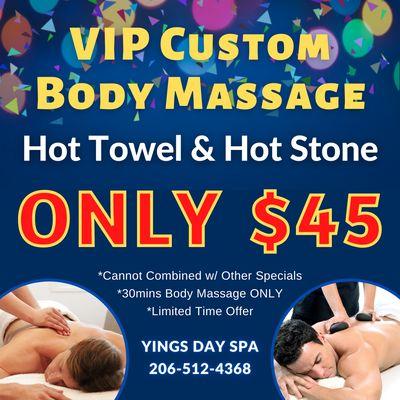 VIP Custom Body Massage ONLY $45