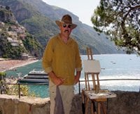 Gordon teaching at his plein air painting workshop in Positano Itally