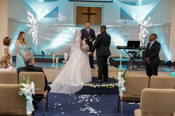 Pastor Steven guiding our wedding