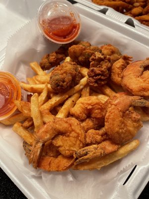 Create your own platter: 8 shrimp, 4 oz oysters and fries