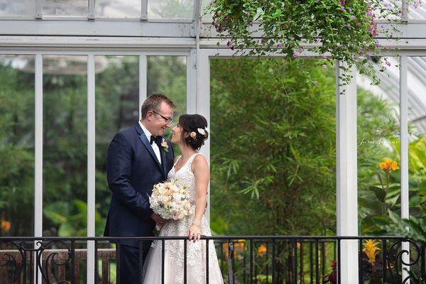 Gorgeous Bride and groom at Phipps Conservatory Wedding