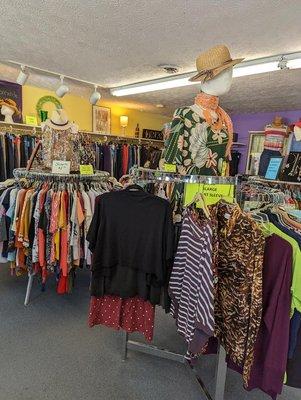 Lots of clothes; especially for women!