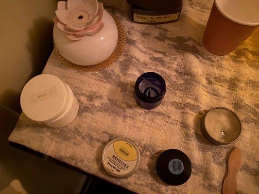 Oils and balms used during massage