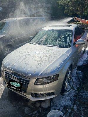 Rinsing foam off