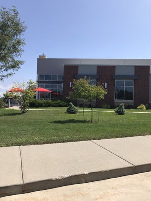 Outdoor seating and north side entry