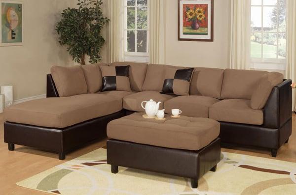 Saddle Microfiber Sectional Sofa Set With Free Shipping In Houston,Texas