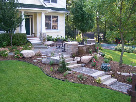 Dramatic Front Yard Landscape is beautiful, inviting, functional.