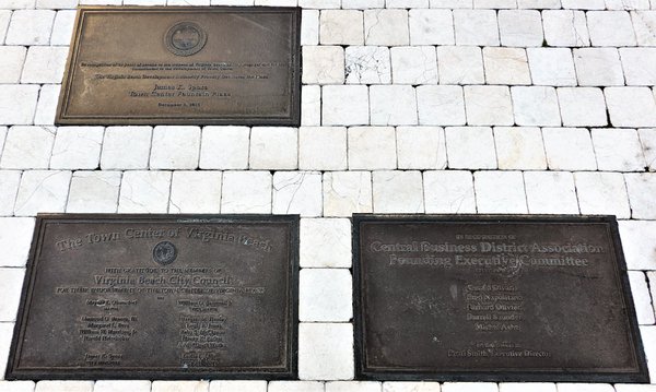 These are the other plaques at the Town Center fountain area.  Photo taken September 23, 2022.