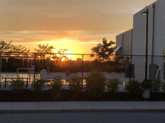 Sunset. Outdoor pool.