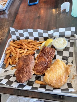 Burnt fish and chips