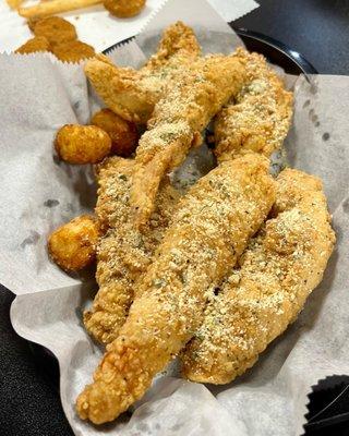 Crispy Chicken Tenders with garlic parmesan rub