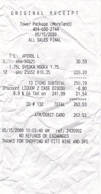 My receipt from that day.