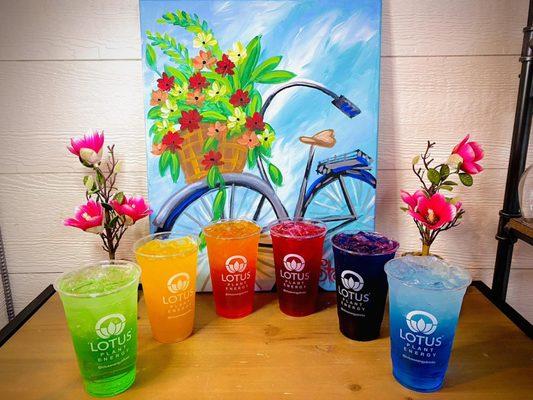 Lotus Energy drink covers every color of the rainbow