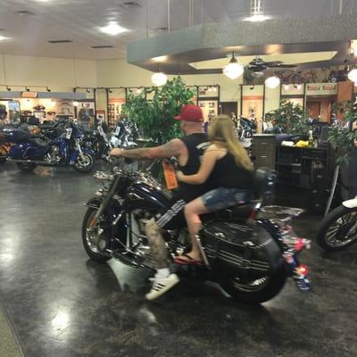 My baby needed a ride on the Harley. Lol