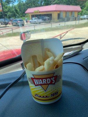 So this is what I was given for a medium fry.....I inquired why it was empty.  She said it's a medium fry and just walked off.