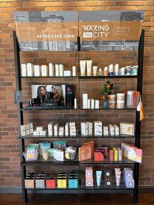 Products on display in waiting room.