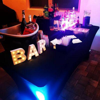 Basic mobile bar setup with led up lighting