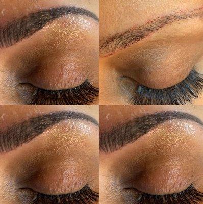 Microblading eyebrows.