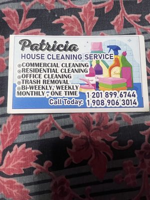 Patricia house cleaning #908-906-3014