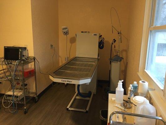 Treatment room with video otoscopy, allergy testing, and surgical laser