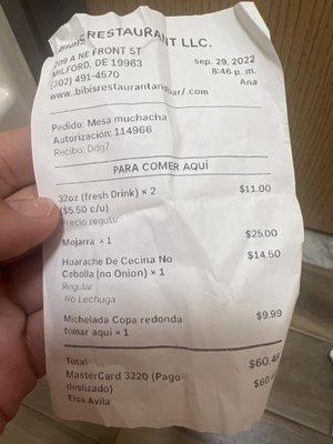 Pago por una mojarra frita echada a perder!!