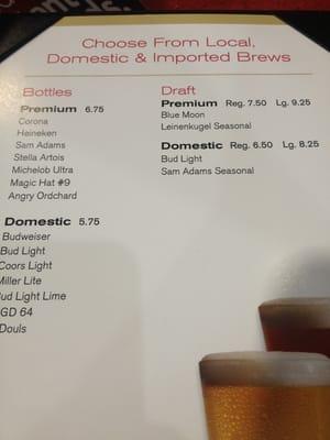 Beer menu