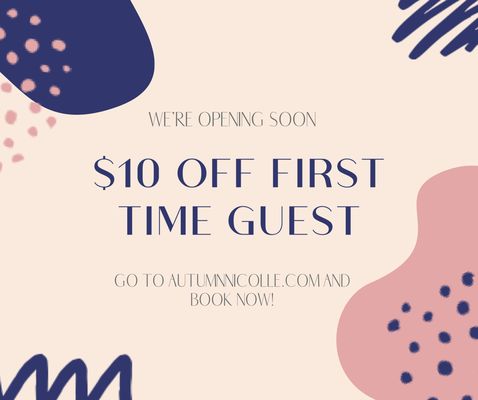 $10 off services for first time guest.