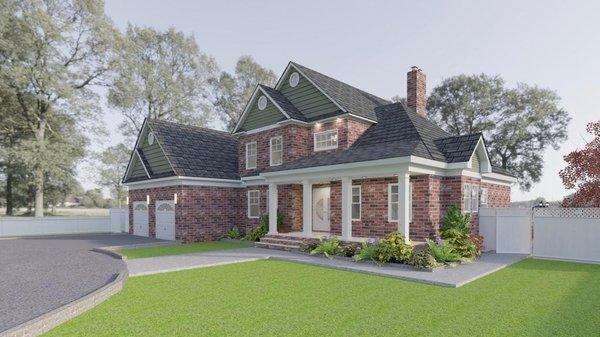 Rendering of New 2-Story Residence, East Hampton, NY