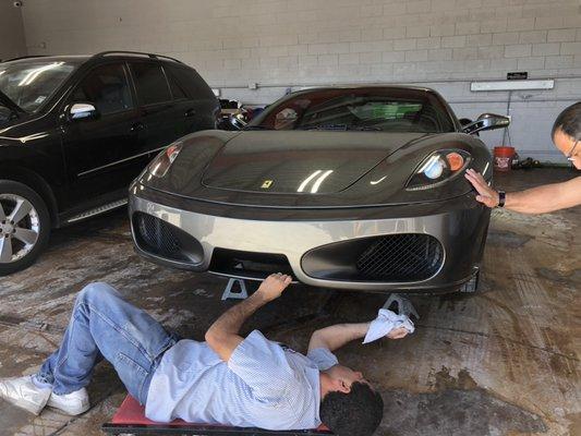 Ferrari getting inspected