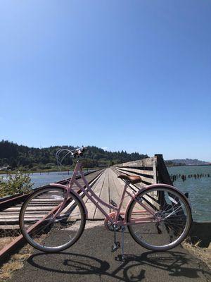 My pretty pink bike that I bought from here. Right after I bought it I took for a spin on the boardwalk and I got a lot of compliments.