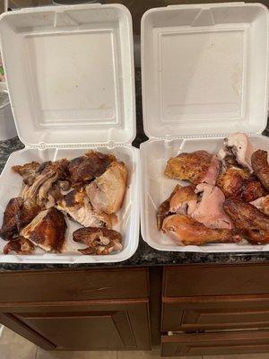 Chicken on the left is the first chicken, chicken in the right was a lot better.