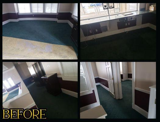 Full Bank carpet cleanout job before photos.