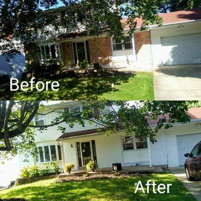 exterior brick painted white.