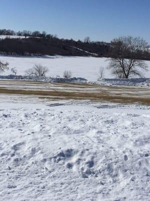 Snowy view of the lake