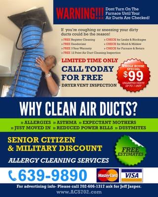 Las Vegas Air Duct Cleaning Special for Yelp Only.