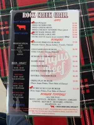 Menu Side 1