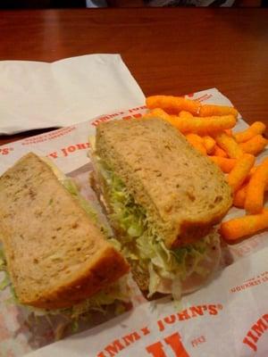 Delcious Jimmy John's Sandwich on Wheat Bread