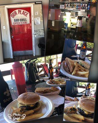 Burgers and beer at our place on Lake Bisineau