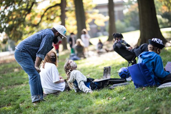 Fall 2020 pivot to outdoor learning in Prospect Park.