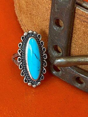 70s turquoise & sterling silver ring.