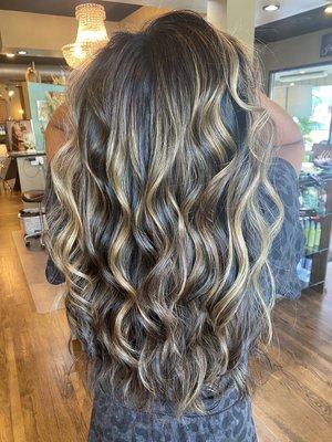 Balayage, color melt, cut and style.