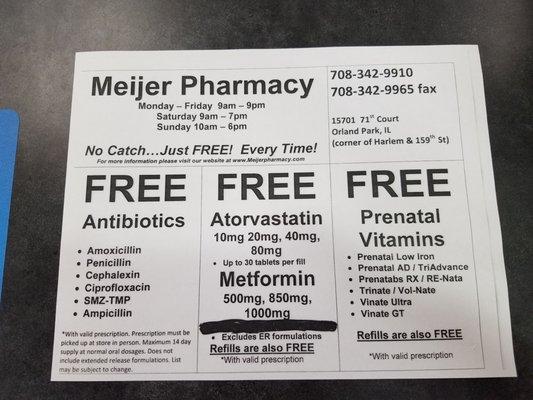 Free medicines in some categories