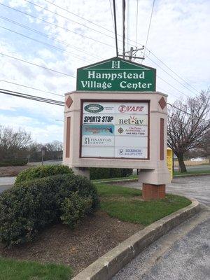 Shopping center marquee.