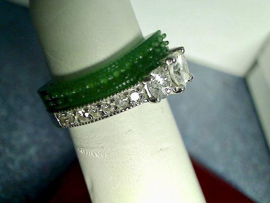 Custom-Made White Gold Engagement Ring With Custom Wax Model Wedding Band