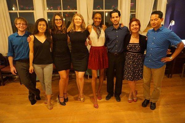 Friday night students posing for a picture before the milonga.